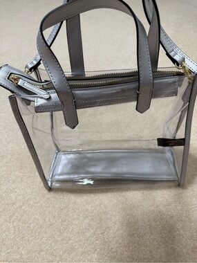 Clear Tote handbag with Silver Trim - Transparent Women’s Handbag, Stadium Bag